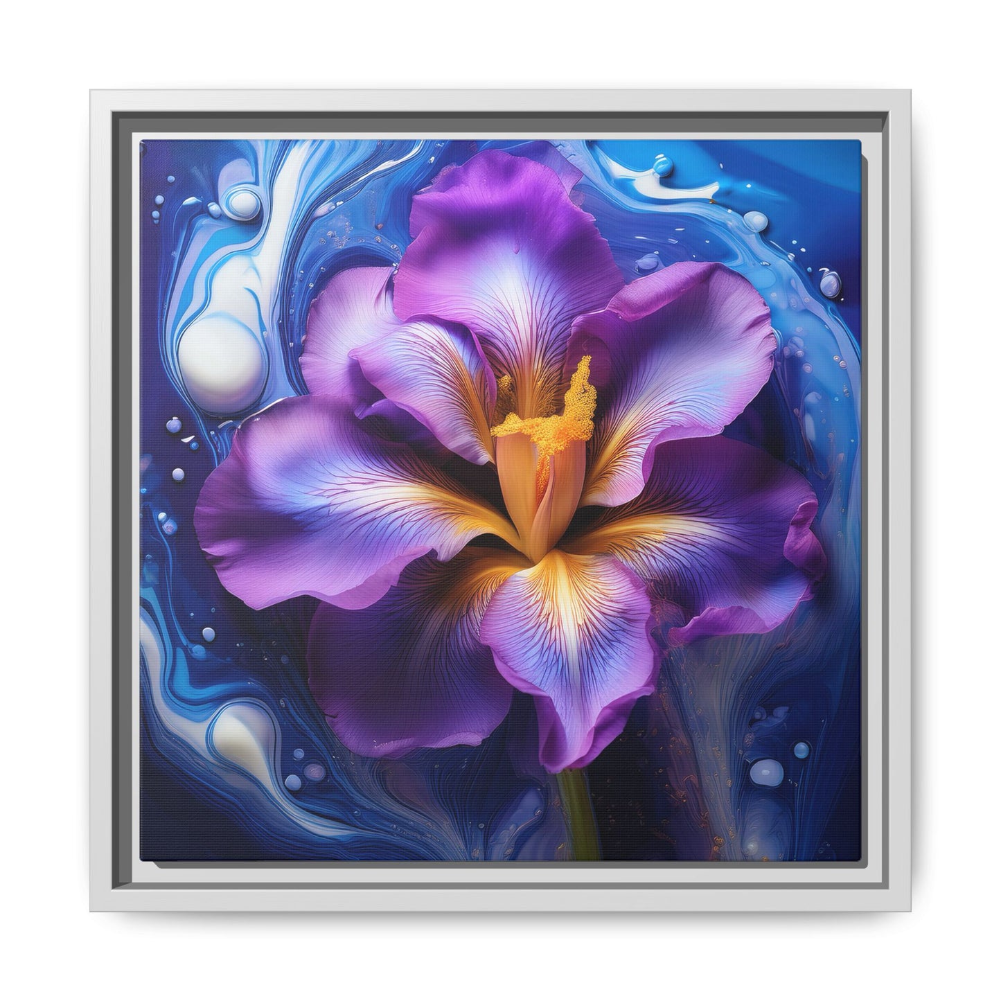 Abstract Iris - Style 2 -  Floral Framed Canvas,  Wall Print, wall art, botanical art