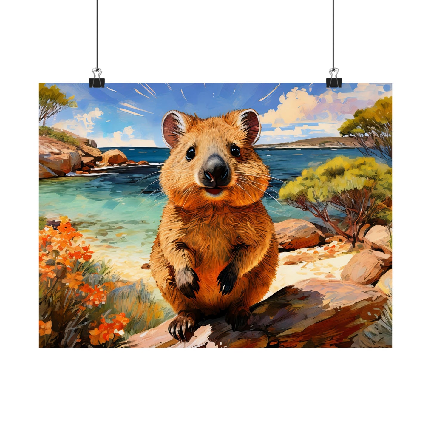 Quokkas at Rottnest Island Western Australia Print |  Unique Painting Print | Style 1 | Wall Art | Wall Print