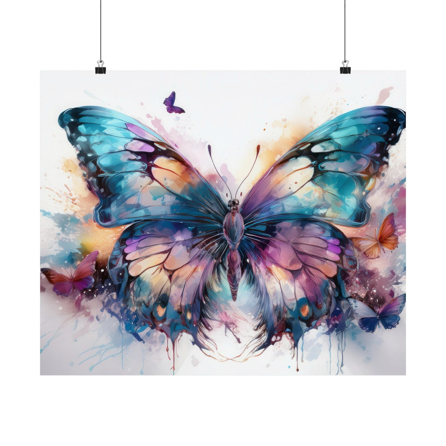 Teal, Orange & Purple Butterfly Alcohol Ink Wall Art | Butterfly wall art | Wall Art | Wall Print
