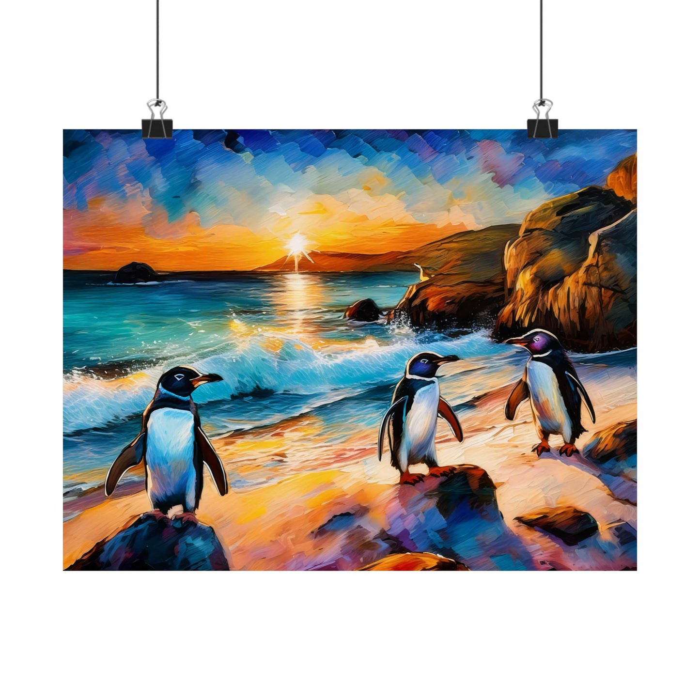 Philip Island Little Penguins Australia Wall Art | Vibrant Wall Print | Unique Painting Print | Style 1 | Wall Art | Wall Print