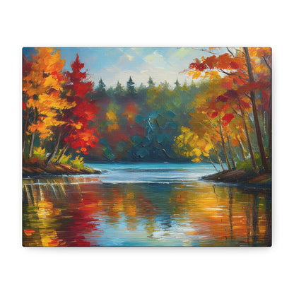 Fall Leaves on the Lake on Canvas | wall art |  wall print
