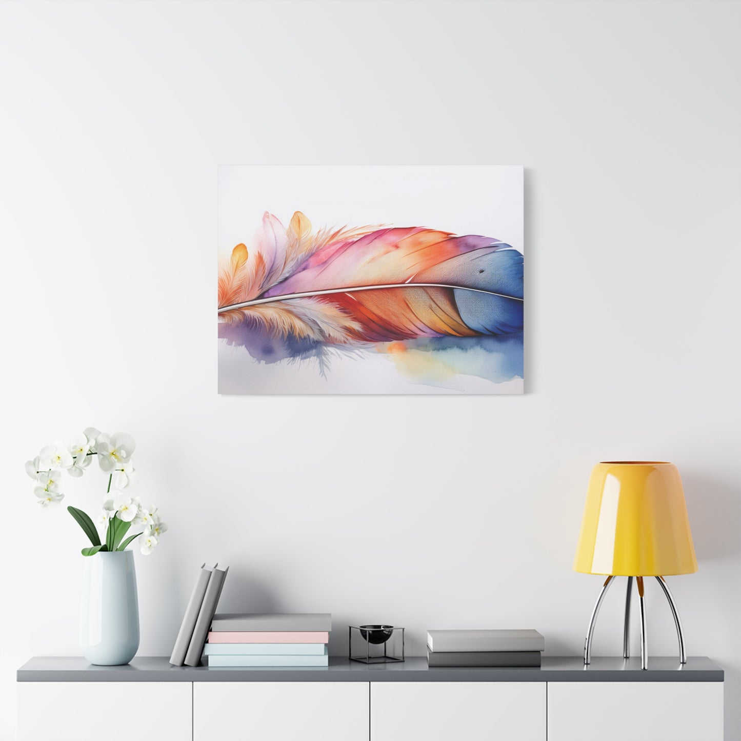 Rainbow Feather Watercolor Canvas Print - 3 | Elegant Wall Art & Prints | Unique Home Decor | Wall Print | Wall Art