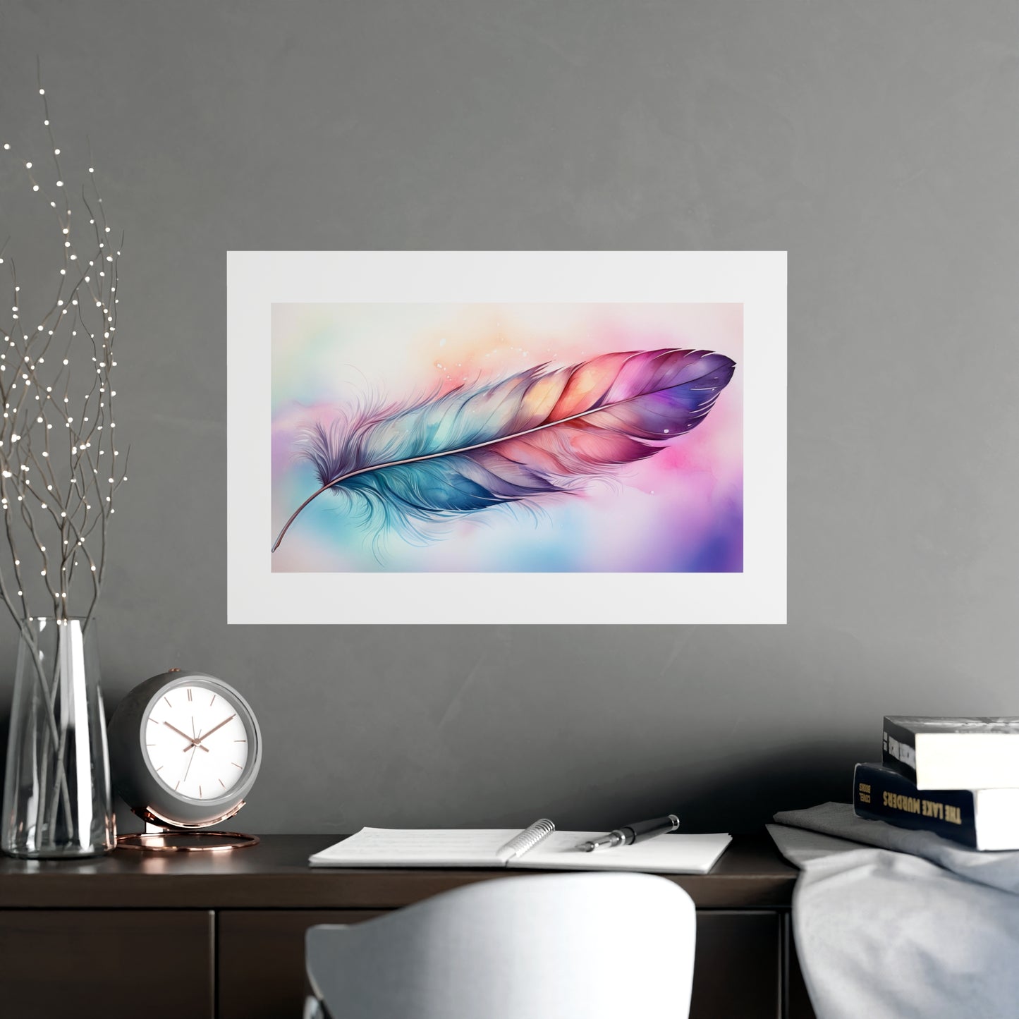 Rainbow Feather Watercolor Print - 4 | Wall Art | Wall Print