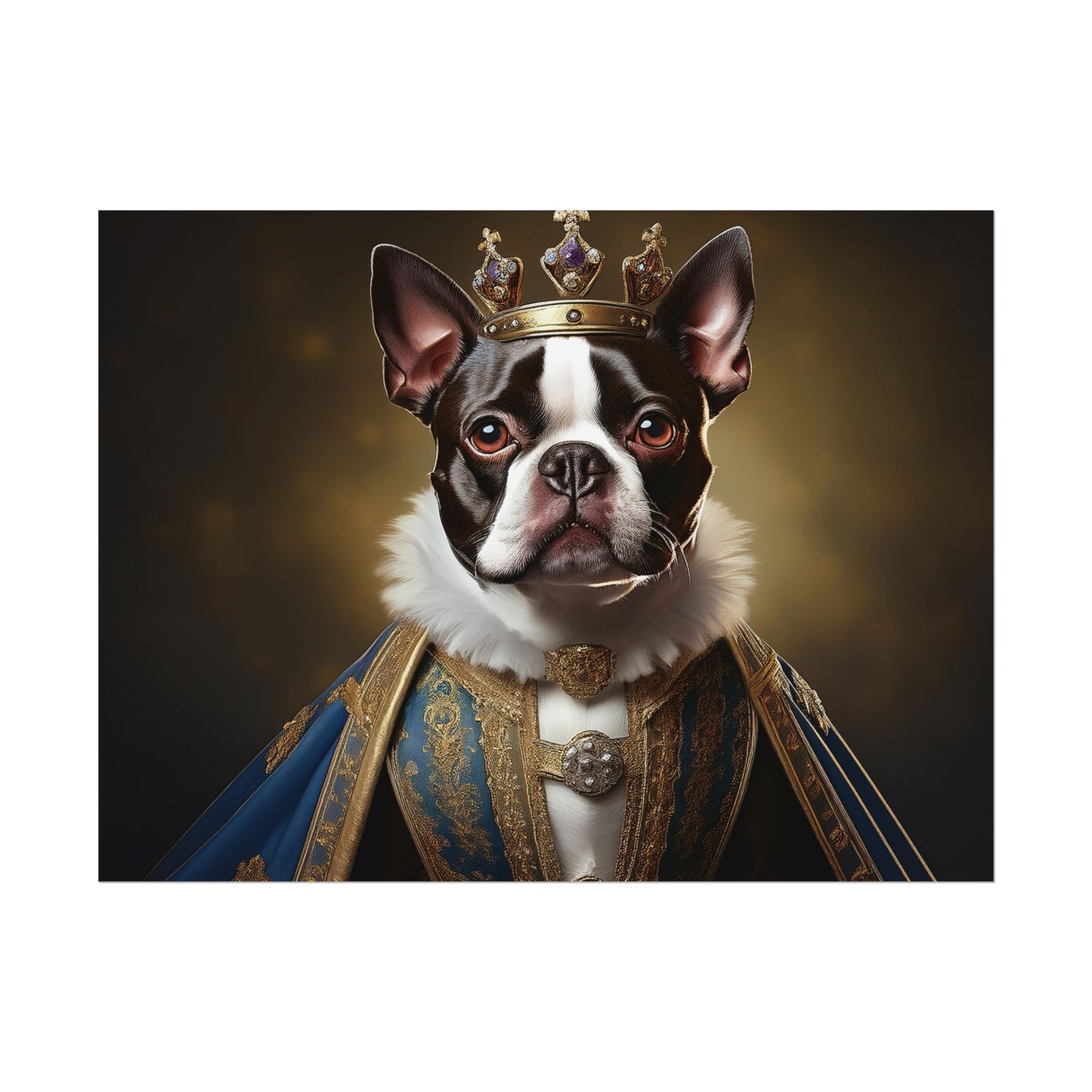 Boston Terrier Renaissance Dog Portrait Art Print, Wall Decor Gift, Animal Lover Home Decor, Dog Wall Art