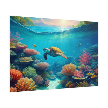Turtle in the Great Barrier Reef  Australia Coastal Print | Style 1 | Wall Art | Wall Print