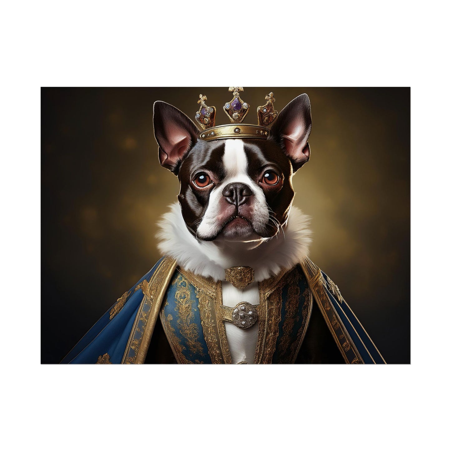 Boston Terrier Renaissance Dog Portrait Art Print, Wall Decor Gift, Animal Lover Home Decor, Dog Wall Art