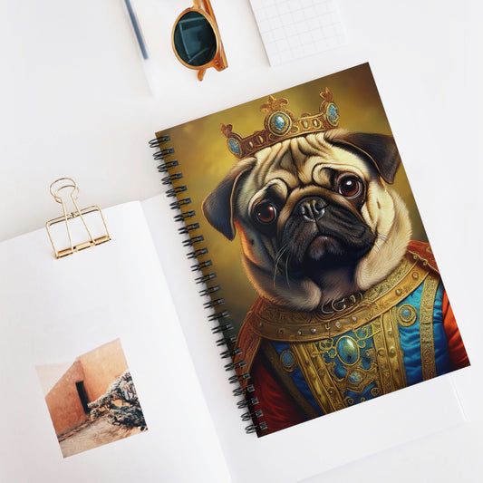 Pug Renaissance Pet Portrait Spiral Notebook, Writing Journal, Note-Taking, Unique Dog Lover Gift