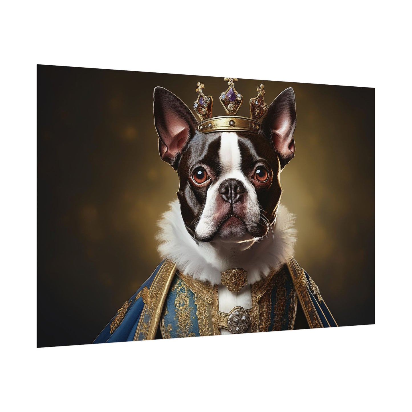 Boston Terrier Renaissance Dog Portrait Art Print, Wall Decor Gift, Animal Lover Home Decor, Dog Wall Art