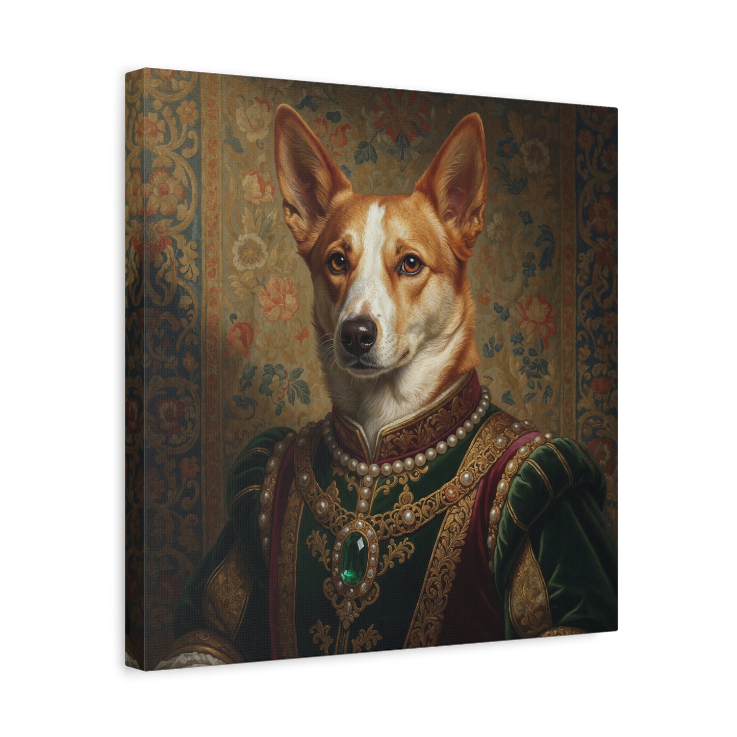 Norweigan Lundehunde Renaissance Pet Portrait Canvas Print, Dog Art Decor, Pet Lover Gift, Unique Wall Art, Animal Portrait