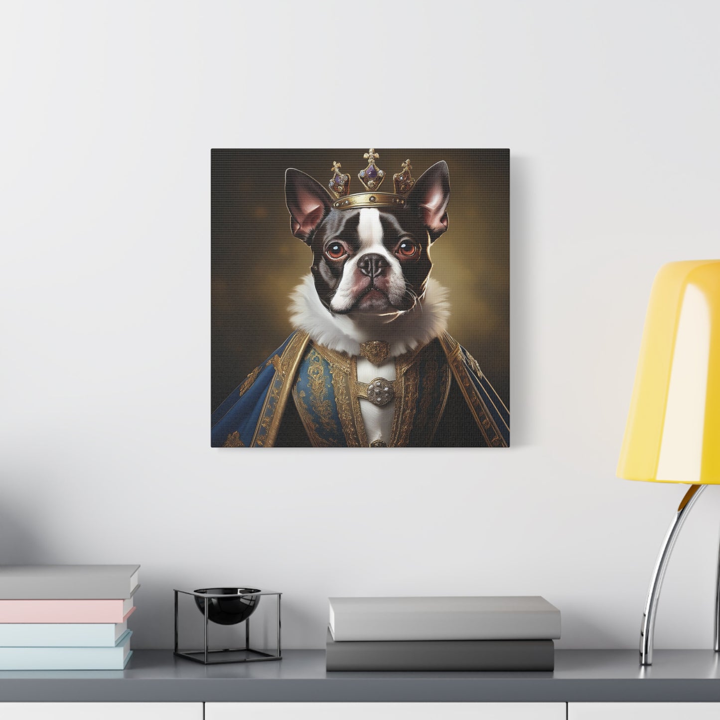 Boston Terrier Renaissance Pet Portrait on Canvas, wall print, wall art, dog portrait, dog art