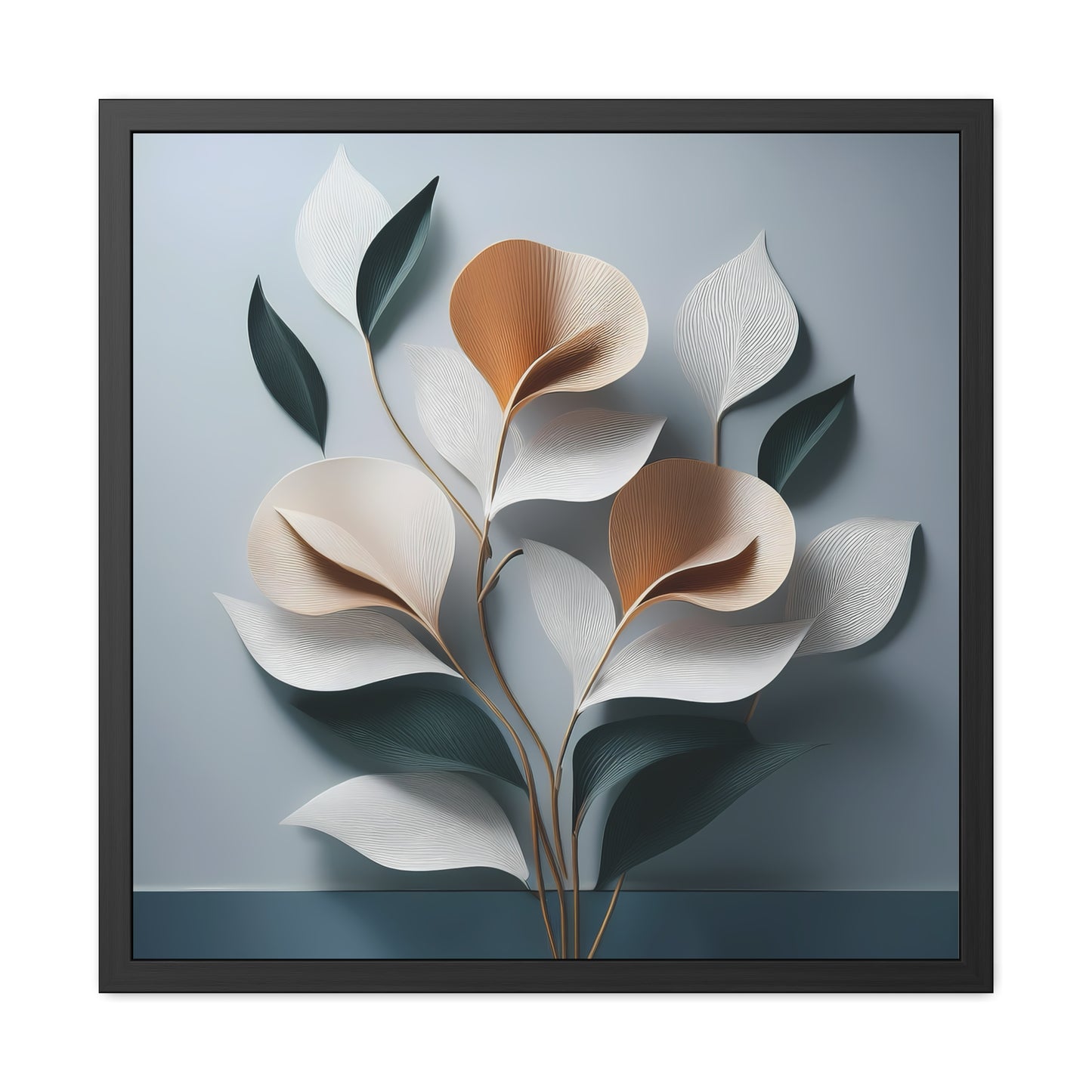 Minimalist Floral Square Framed Print - Blue