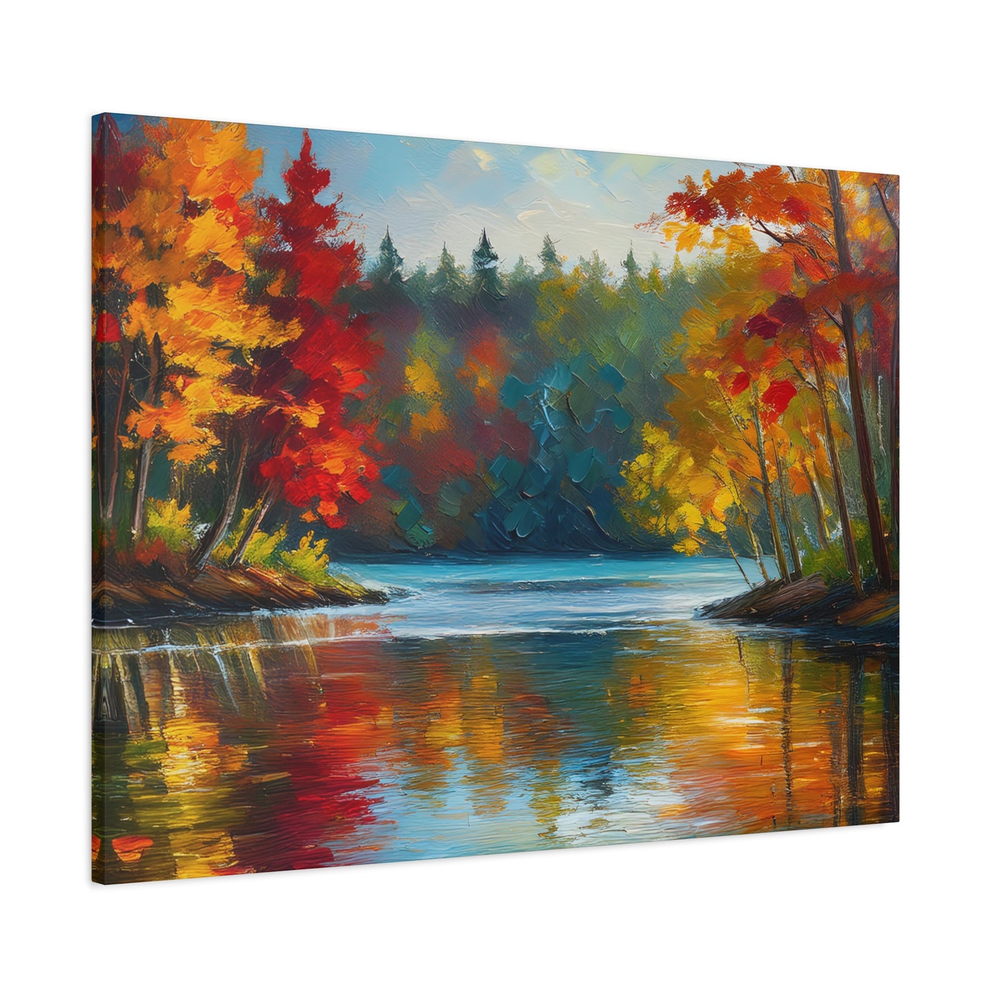 Fall Leaves on the Lake on Canvas | wall art |  wall print