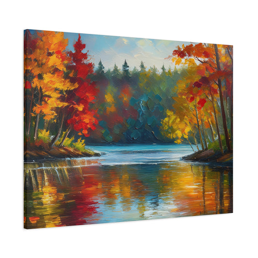 Fall Leaves on the Lake on Canvas | wall art |  wall print