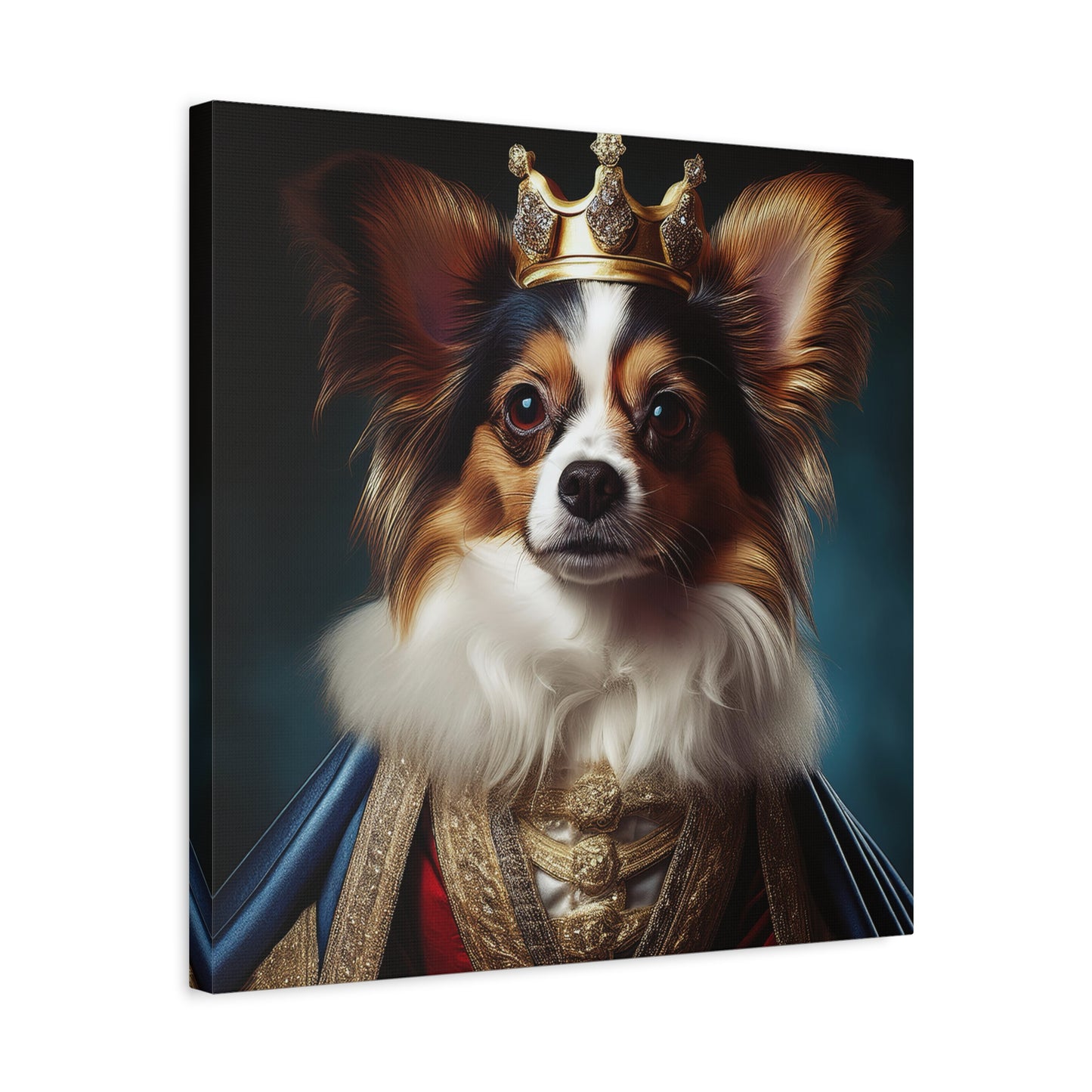 Papillon Pet Portrait Renaissance on Canvas, wall art, wall print, dog portrait, dog art
