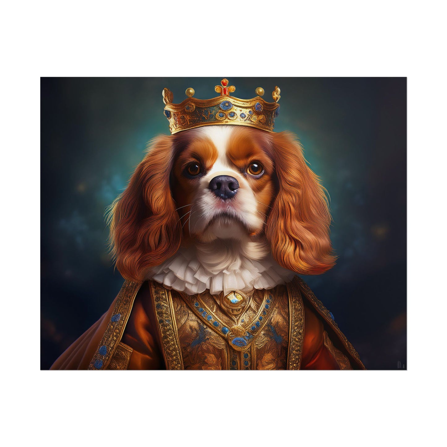 Cavalier King Charles Spaniel Art Pet Portrait Print, Renaissance, Wall Print, Wall Art