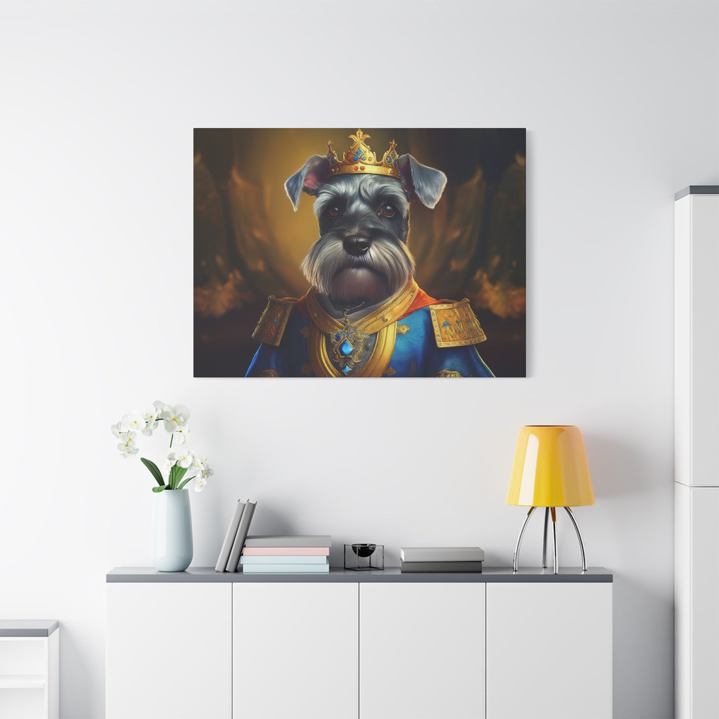 Miniature Schnauzer Renaissance Pet Portrait on Canvas | wall art | wall print | dog art