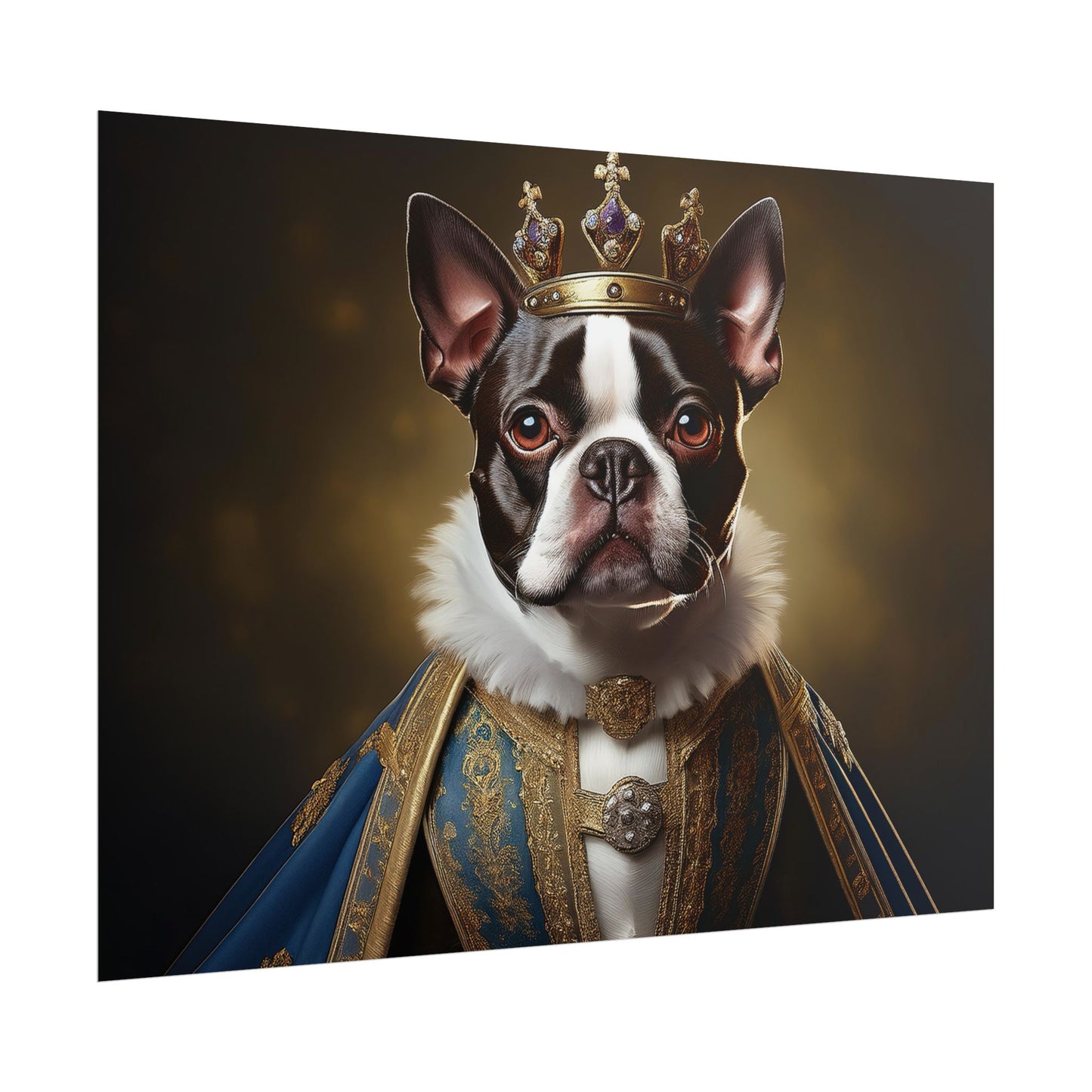 Boston Terrier Renaissance Dog Portrait Art Print, Wall Decor Gift, Animal Lover Home Decor, Dog Wall Art