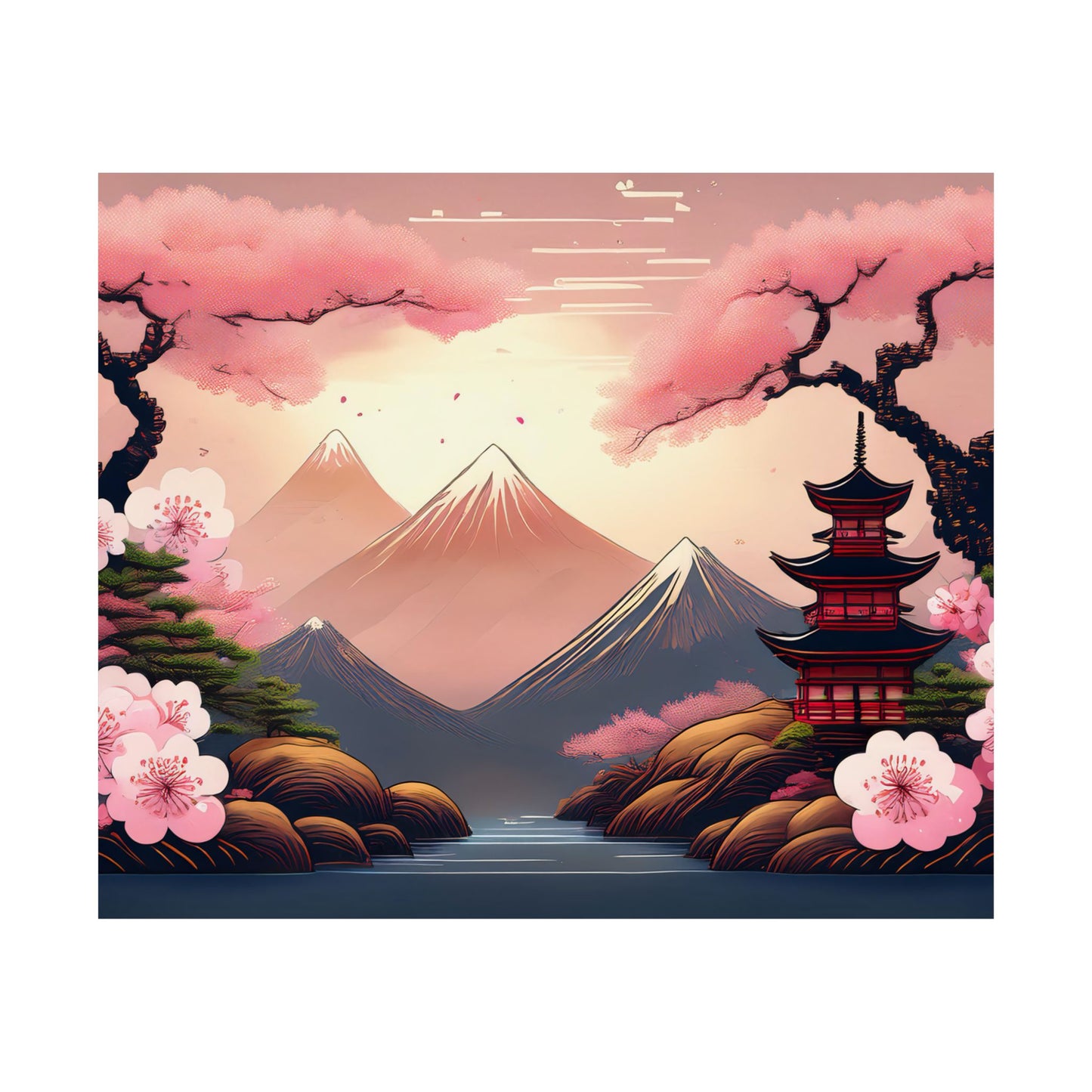 Japanese Cherry Blossom Wall Art Print | Wall Art | Wall Print | Japanese Wall Art