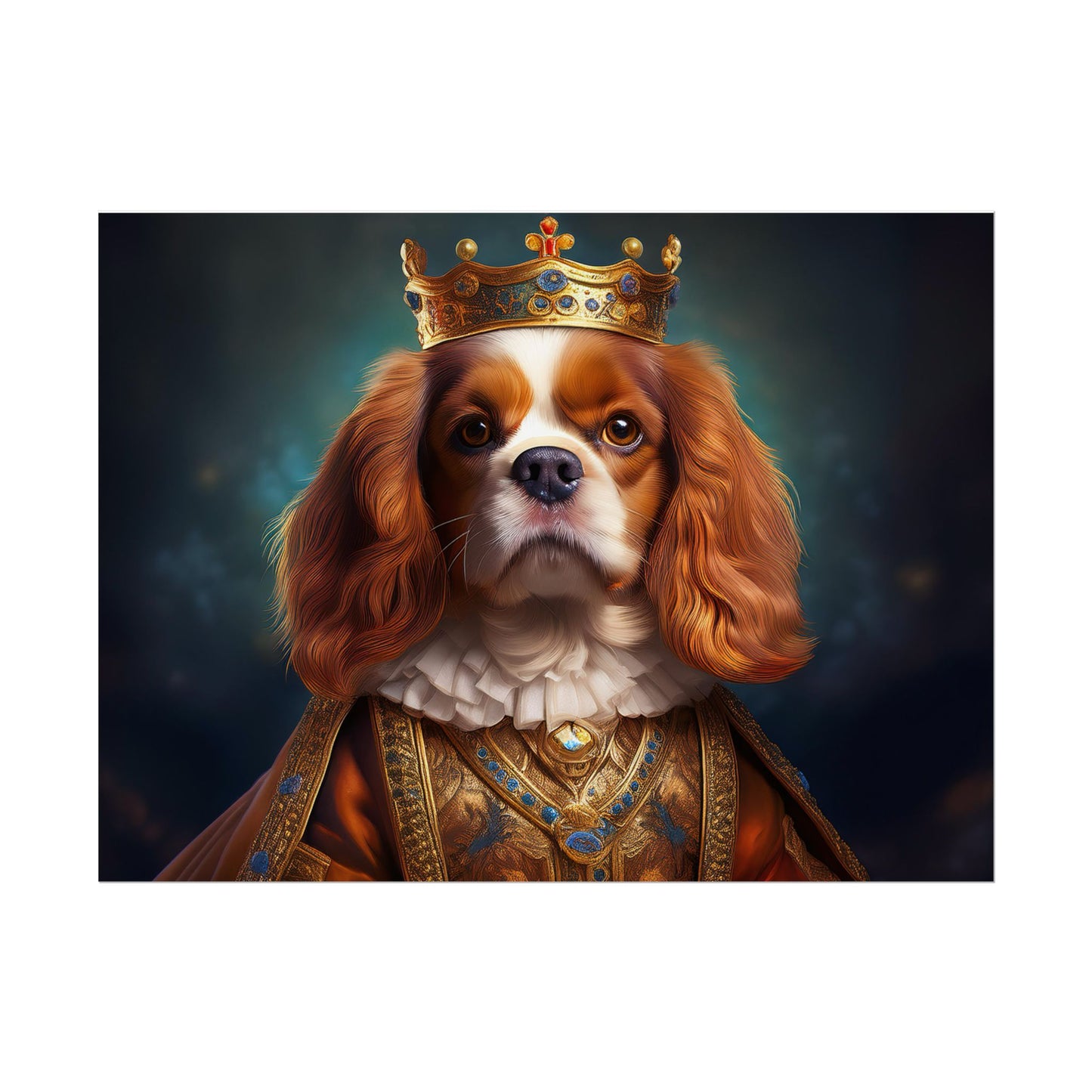 Cavalier King Charles Spaniel Art Pet Portrait Print, Renaissance, Wall Print, Wall Art