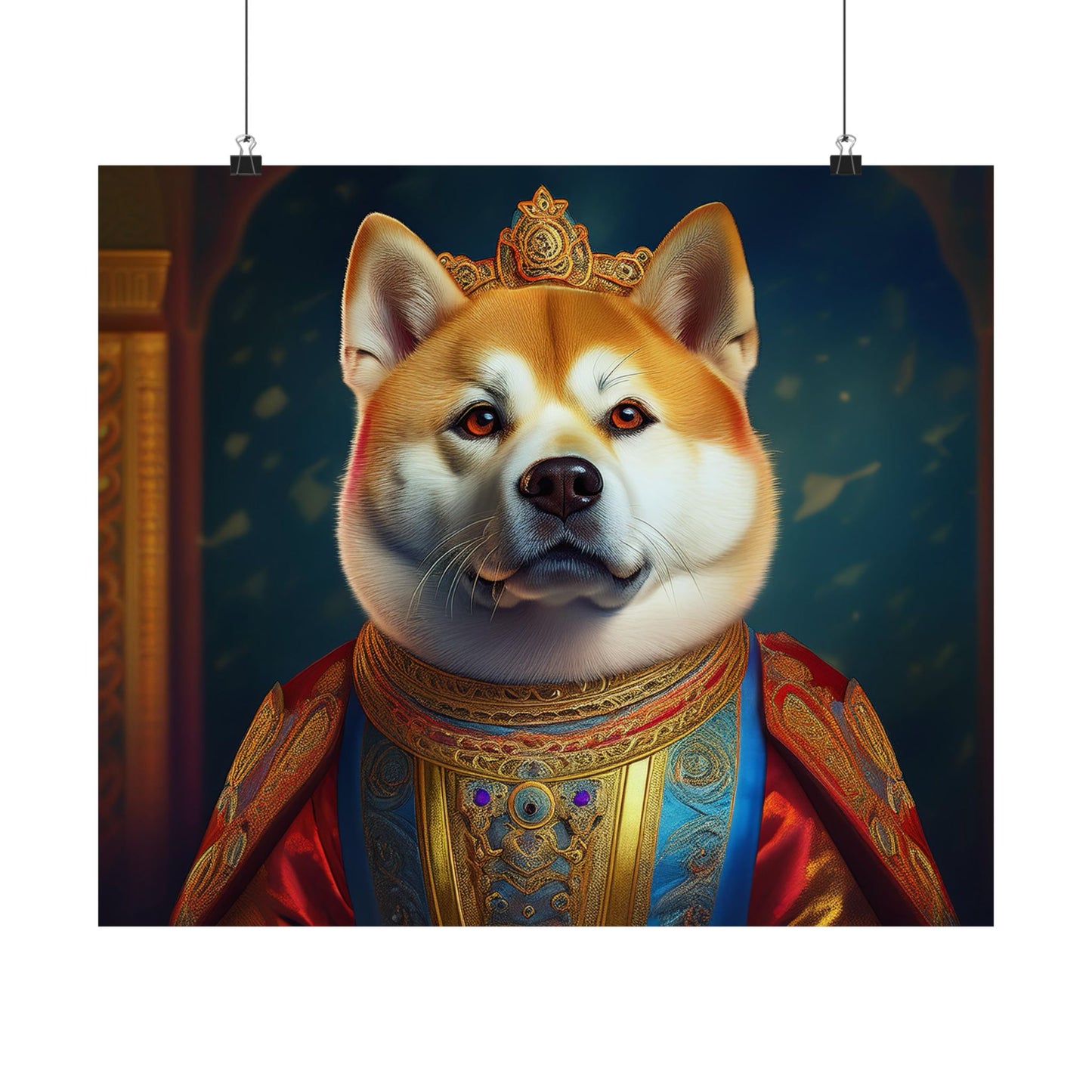 Akita Renaissance Dog Pet Portrait Art Print,  Dog Lover Wall Art, Animal Artwork, Canine Decor, Dog Memorial Gift