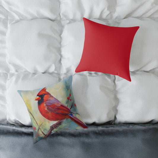 Vibrant Red Cardinal Pillow, Nature Decor, Home Accent, Gift for Bird Lovers, Cozy Living Room Cushion