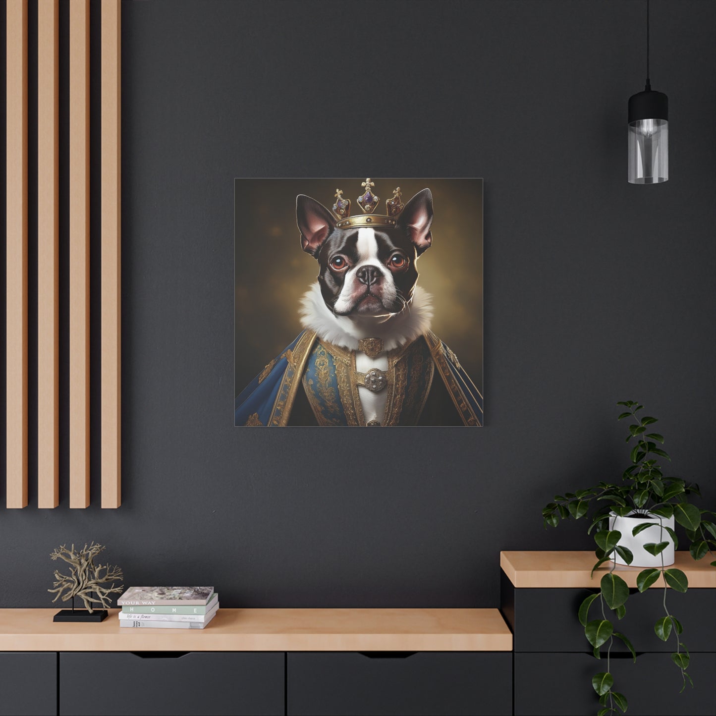 Boston Terrier Renaissance Pet Portrait on Canvas, wall print, wall art, dog portrait, dog art