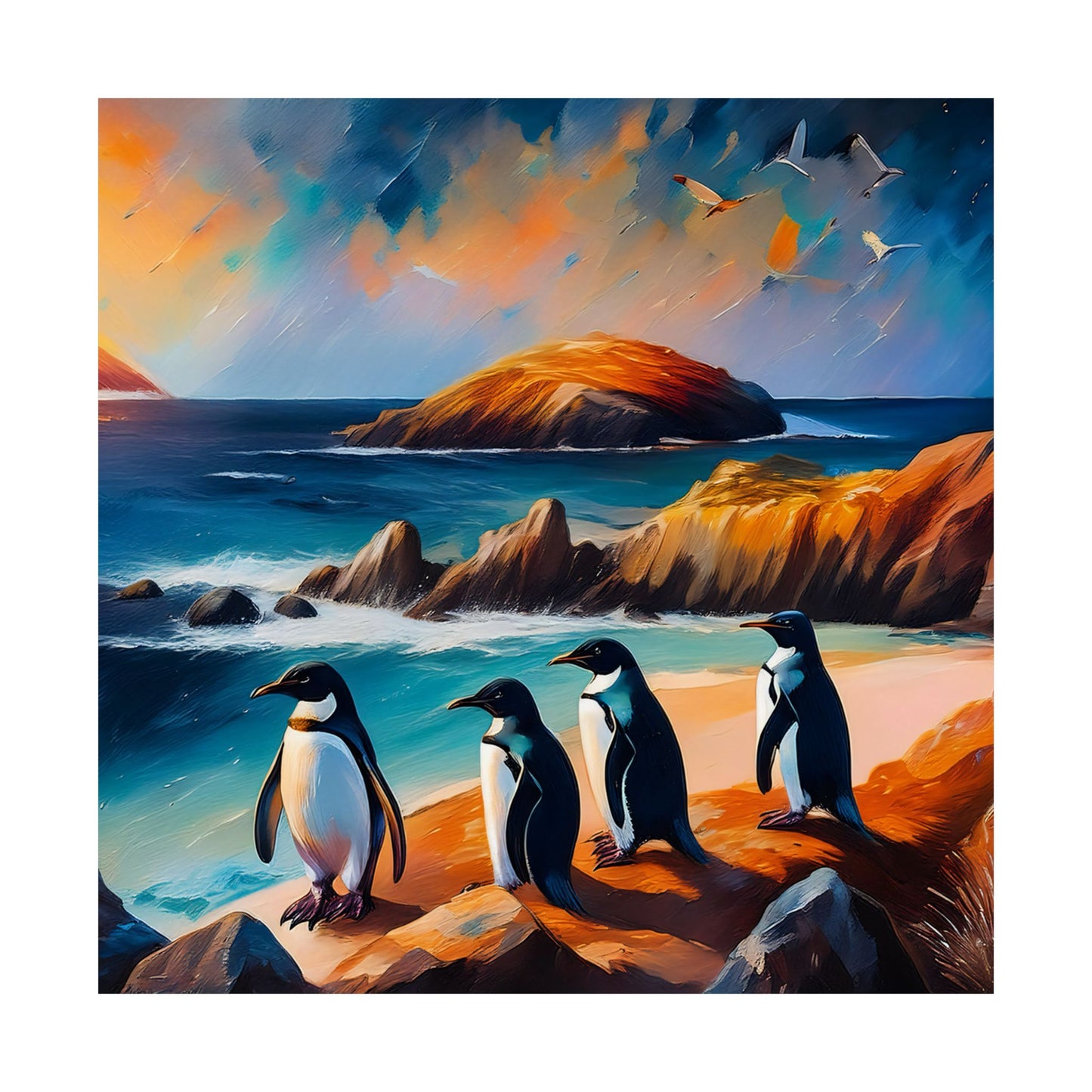 Phillip Island Little Penguins Australia Wall Art | Vibrant Wall Print | Unique Painting Print | Style 2 | Wall Art | Wall Print