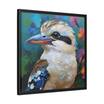 Kookaburra Australian Bird Oil Painting Framed Canvas Wall Art Print - Square Frame, Gallery Wrap, Bird Art, Home Decor, Gift for Bird