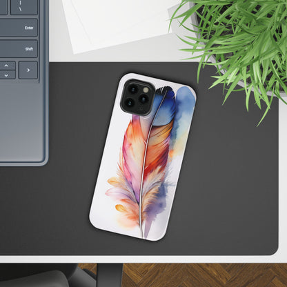 Rainbow Watercolor Feather Slim Phone Case