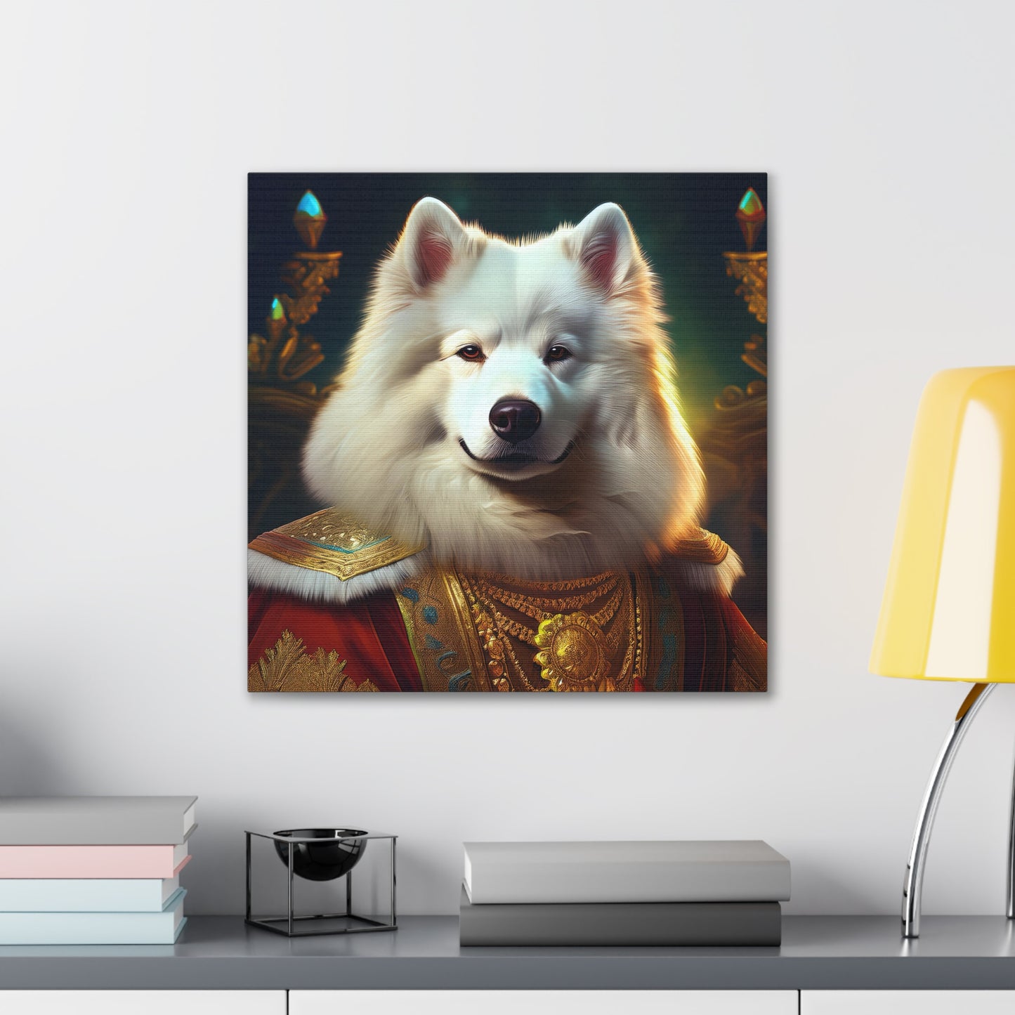 Regal Samoyed Canvas Art, Pet Wall Decor, Dog Portrait, Unique Home Decor, Animal Lover Gift, Noble Canine Wall Art