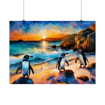 Philip Island Little Penguins Australia Wall Art | Vibrant Wall Print | Unique Painting Print | Style 1 | Wall Art | Wall Print