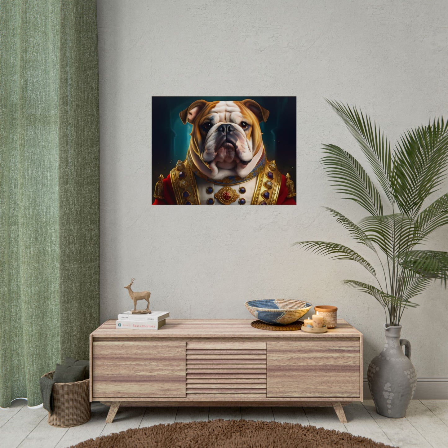 English Bulldog Renaissance  Dog Pet Portrait Print | Wall Art | Wall Print