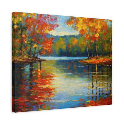 Fall Changing Leaves on a Lake Canvas Print | Style 2 | Wall Art | Wall Print | Fall Decor
