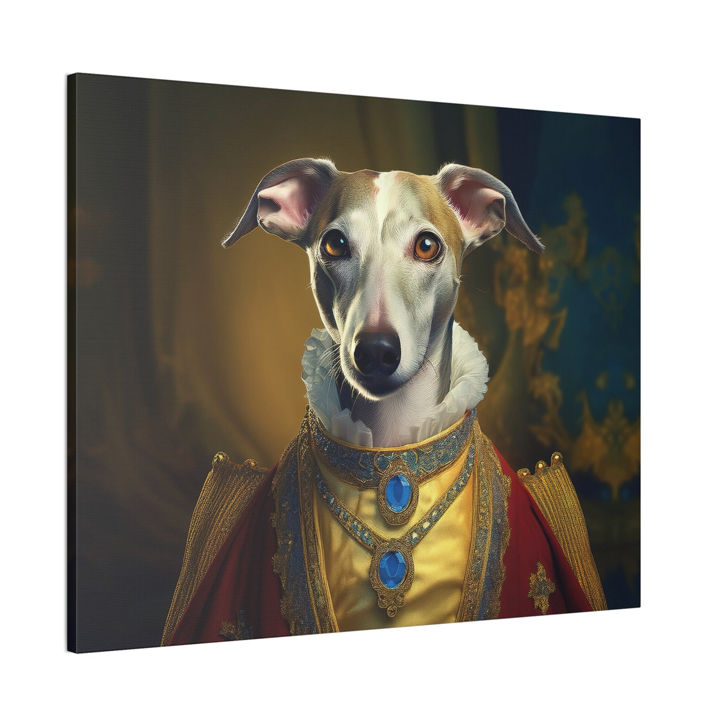 Whippet Pet Portrait Renaissance Print - Canvas, wall art, wall print, dog portrait, dog art
