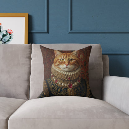 Ginger Renaissance Cat Portrait Pillow, Decorative Pillow, Pet Lover Gift, Home Decor, Cushion for Cat Lovers, Cat-Themed Gift