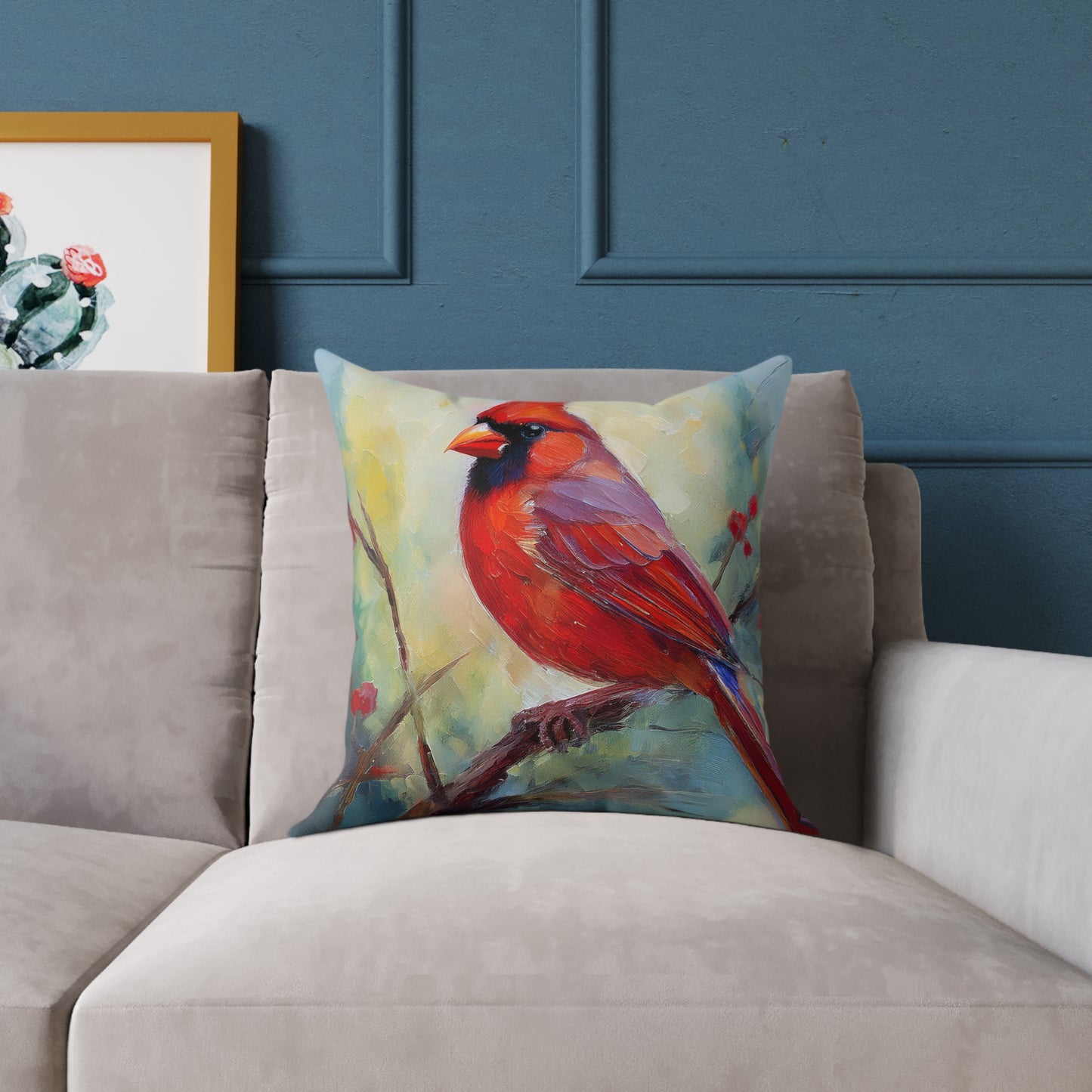 Vibrant Red Cardinal Pillow, Nature Decor, Home Accent, Gift for Bird Lovers, Cozy Living Room Cushion