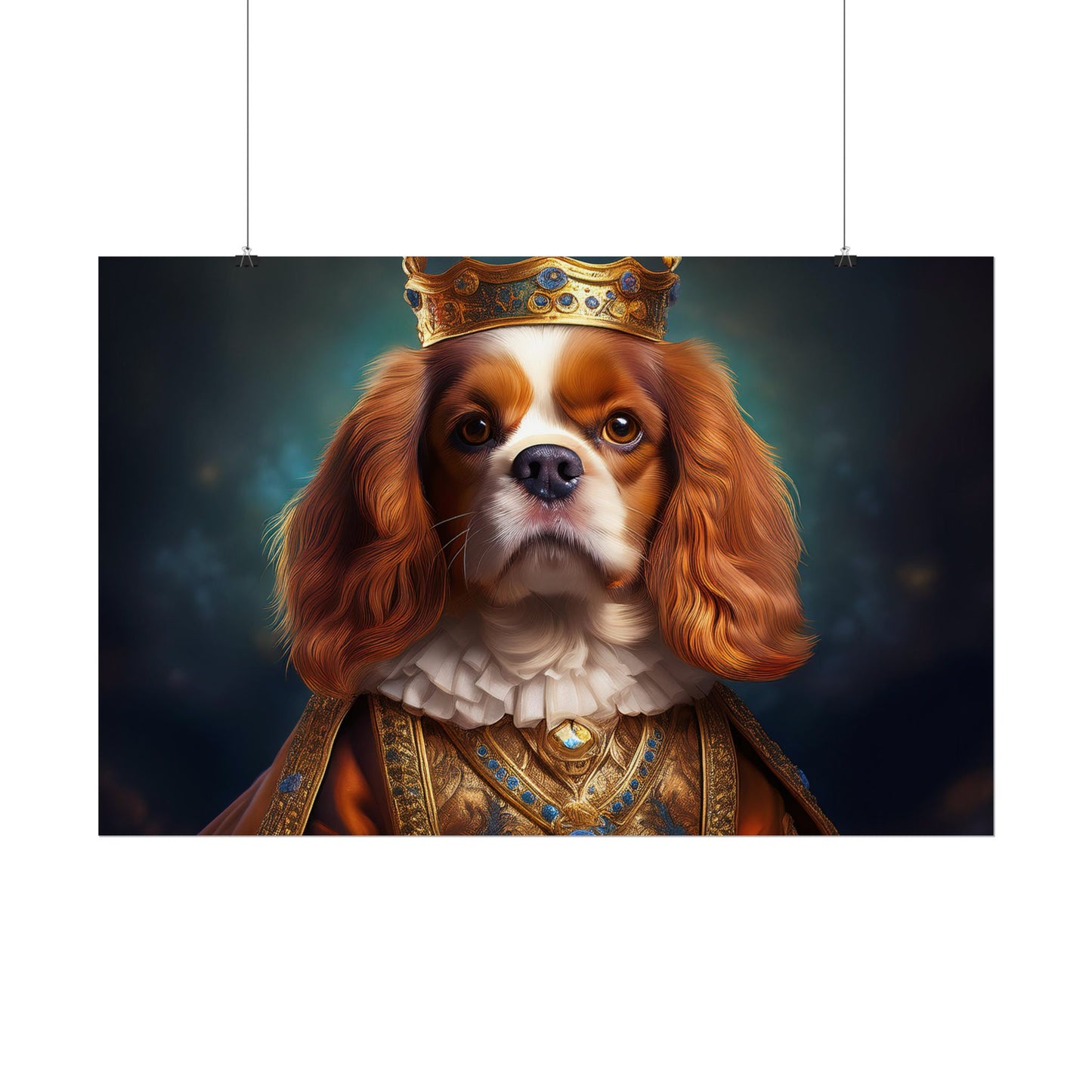 Cavalier King Charles Spaniel Art Pet Portrait Print, Renaissance, Wall Print, Wall Art