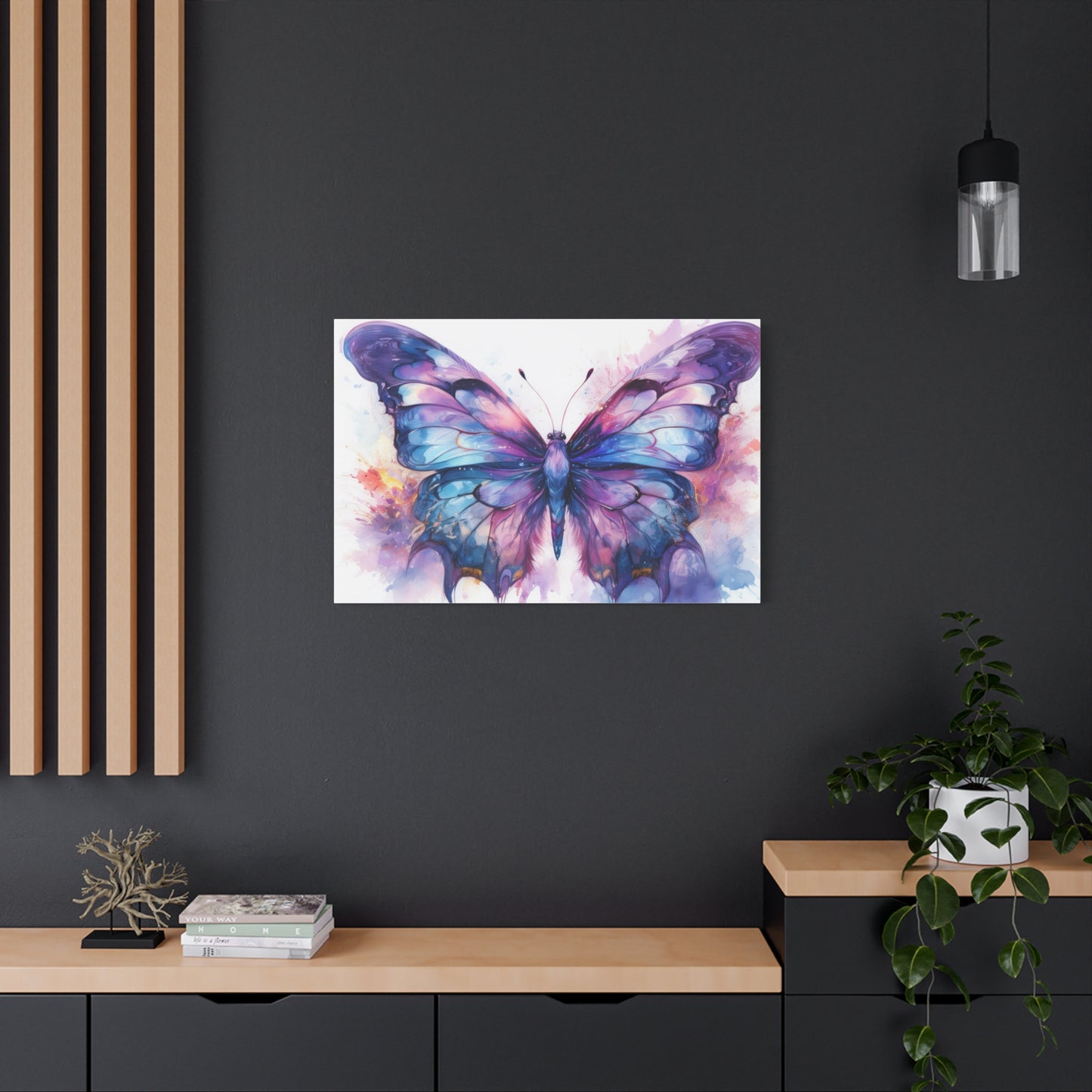 Blue & Purple Butterfly Alcohol Ink Canvas Art | Butterfly Decor | Wall Art | Wall Print