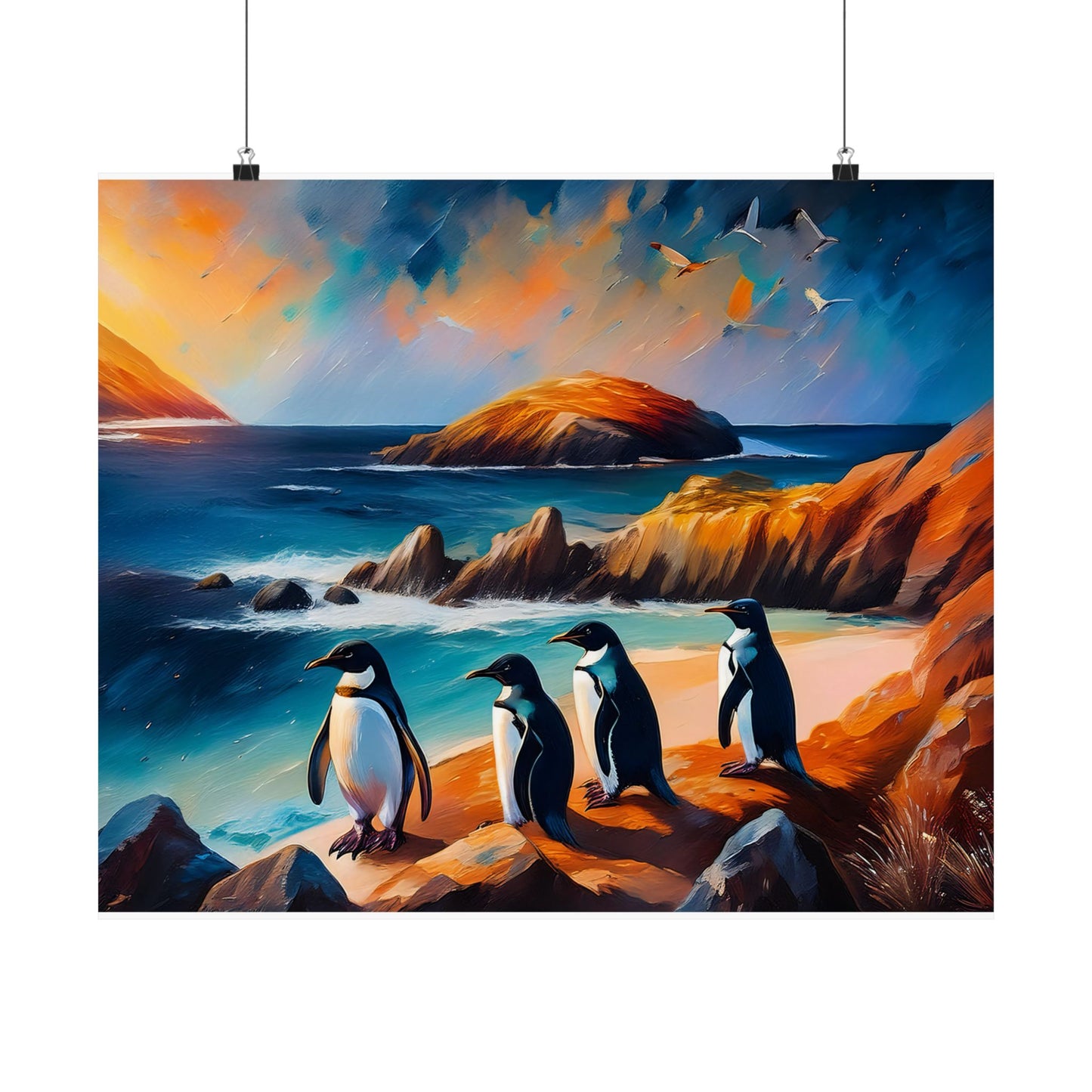 Phillip Island Little Penguins Australia Wall Art | Vibrant Wall Print | Unique Painting Print | Style 2 | Wall Art | Wall Print