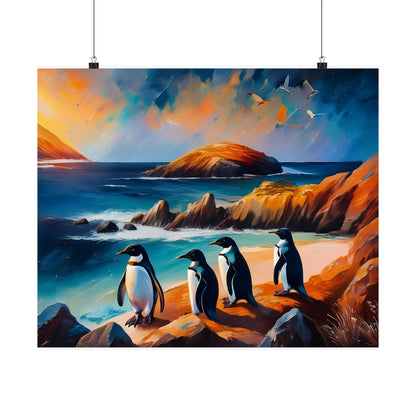 Phillip Island Little Penguins Australia Wall Art | Vibrant Wall Print | Unique Painting Print | Style 2 | Wall Art | Wall Print