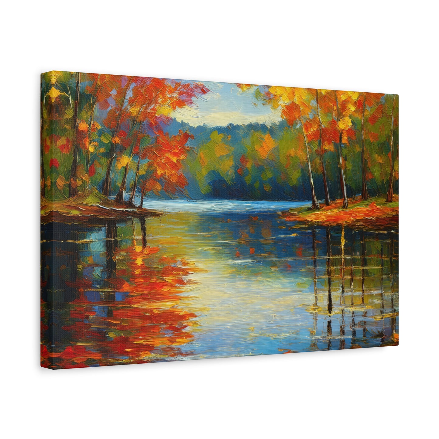 Fall Changing Leaves on a Lake Canvas Print | Style 2 | Wall Art | Wall Print | Fall Decor