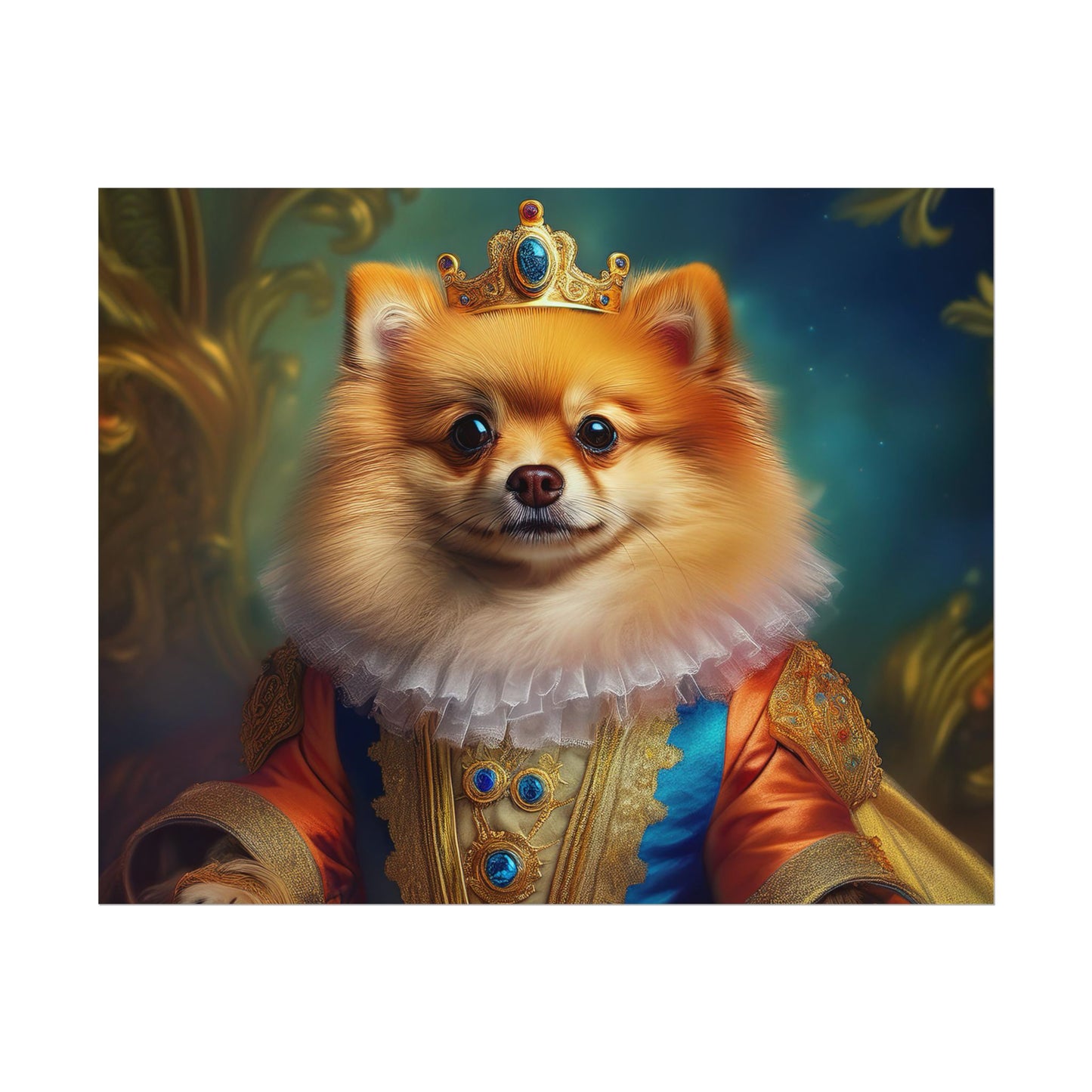 Pomeranian Renaissance Dog Portrait Art Print, Wall Decor Gift, Animal Lover Home Decor, Dog Wall Art