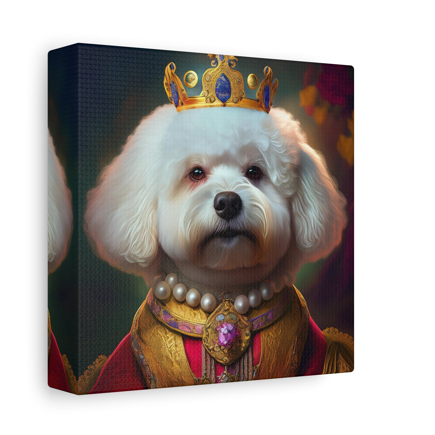 Bichon Frise Renaissance Pet Portrait on Canvas | Wall art | wall print | Dog Art