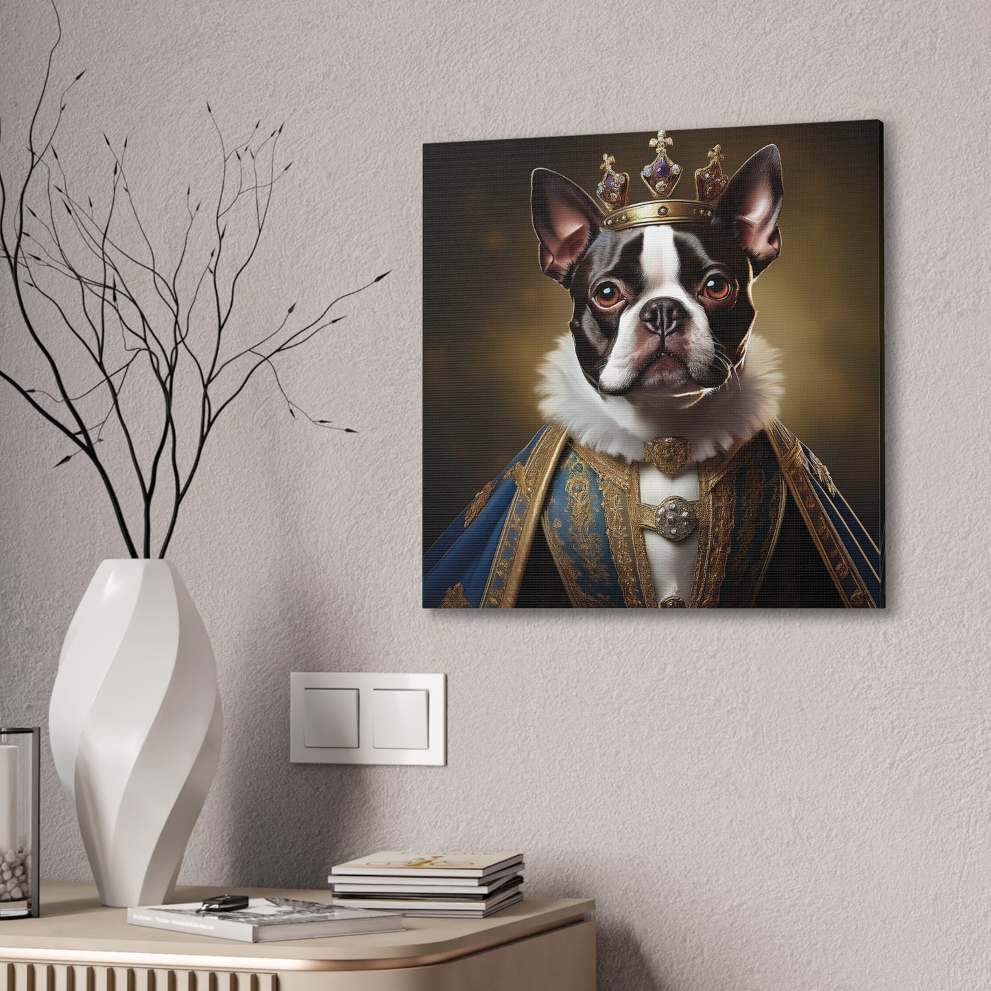 Boston Terrier Renaissance Pet Portrait on Canvas, wall print, wall art, dog portrait, dog art