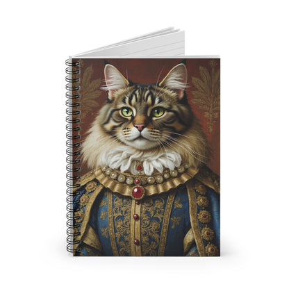 Regal Maine Coon Renaissance Portrait Cat Art Notebook - Perfect Gift for Cat Lovers, Journal, Sketchbook, Note-Taking, Home Office Decor