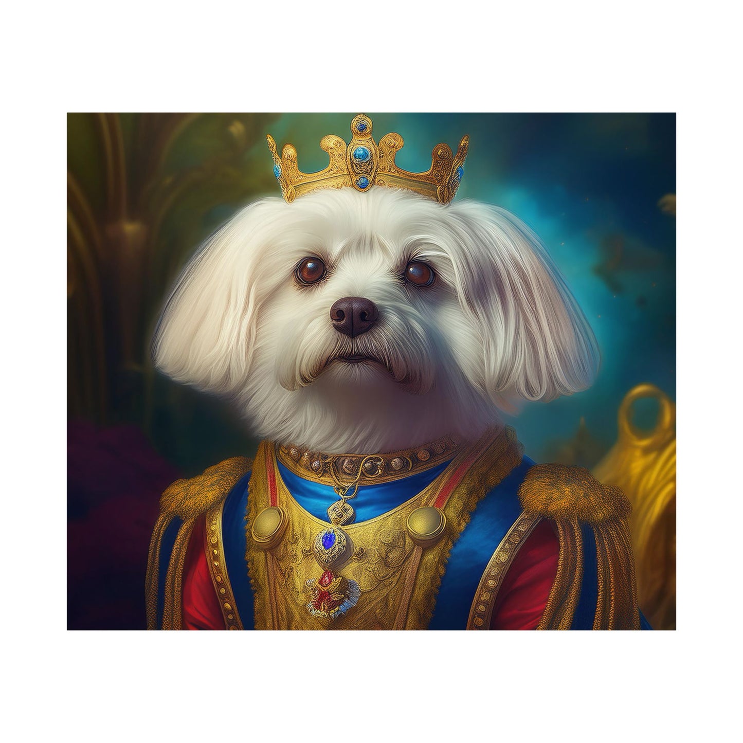 Maltese Renaissance Dog Portrait Wall Print | Art Print | Wall Decor | Dog Wall Art