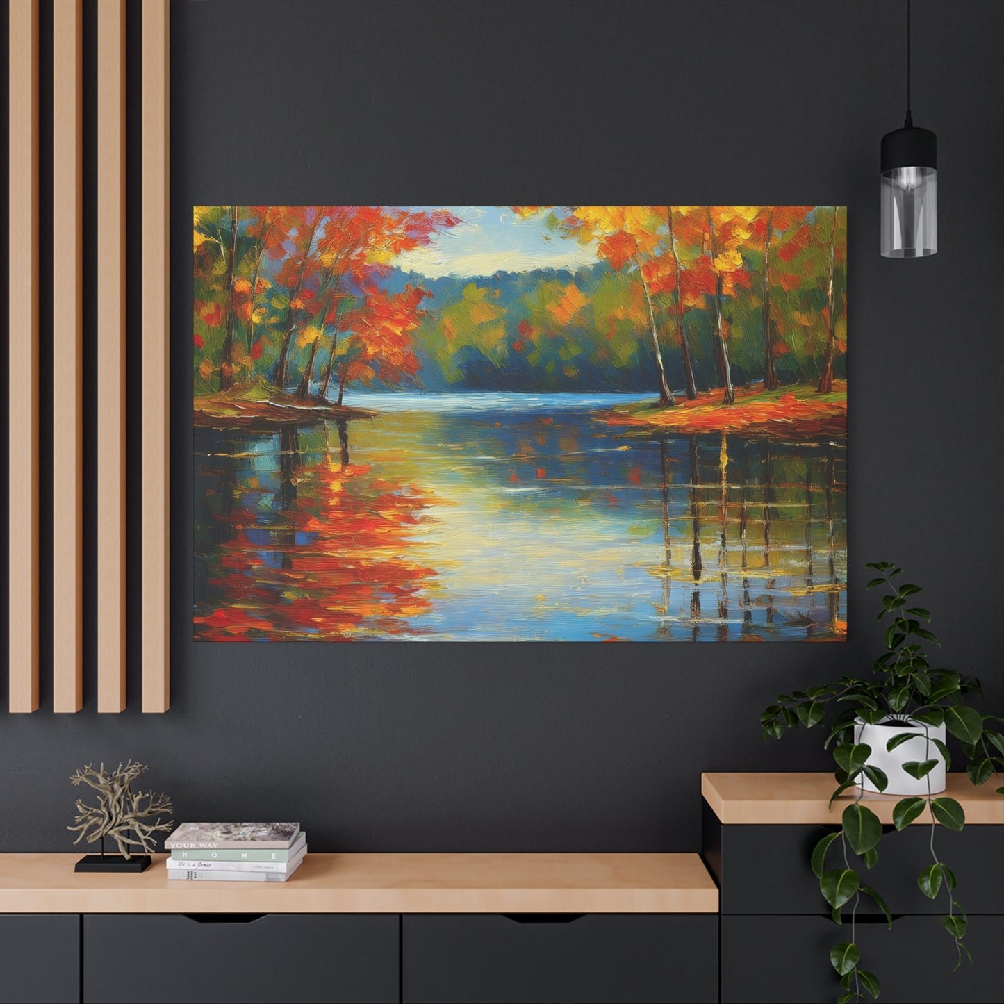 Fall Changing Leaves on a Lake Canvas Print | Style 2 | Wall Art | Wall Print | Fall Decor