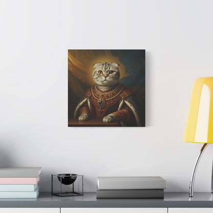 Scottish Fold Renaissance Royal Cat Canvas Art Print, Cat Wall Decor, Pet Lover Gift, Feline Portrait, Home Decoration, Unique Gift for Cat Lovers