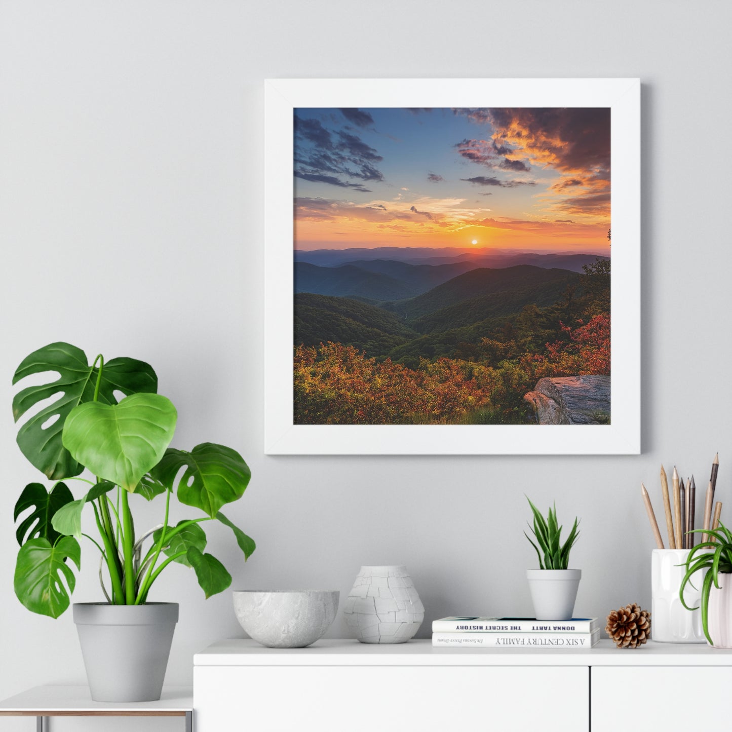 Sunset over Blue Ridge Mountains Fall Landscape Framed Print