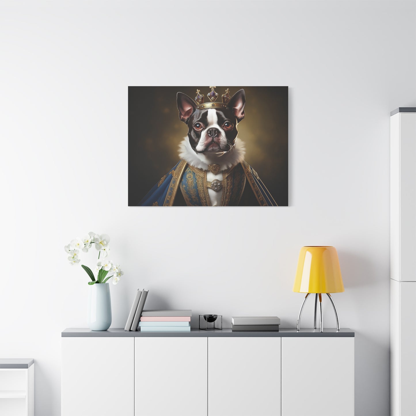 Boston Terrier Renaissance Pet Portrait on Canvas, wall print, wall art, dog portrait, dog art